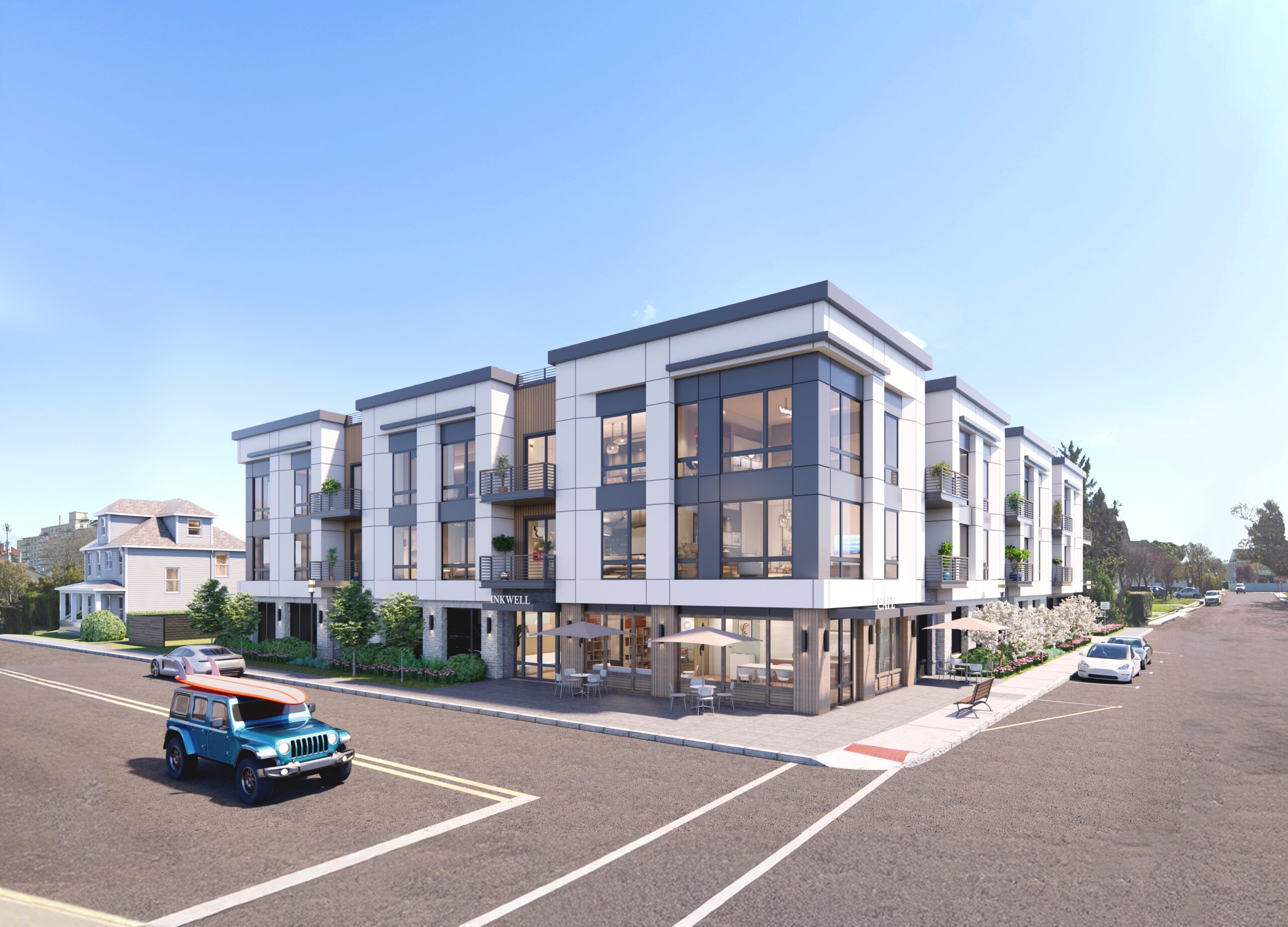 Rendering of The Inkwell Lofts, a three-story condo building on 2nd Avenue in Long Branch, NJ